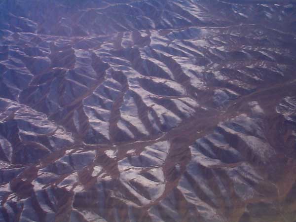View from the air looking down to the Gobi Desert